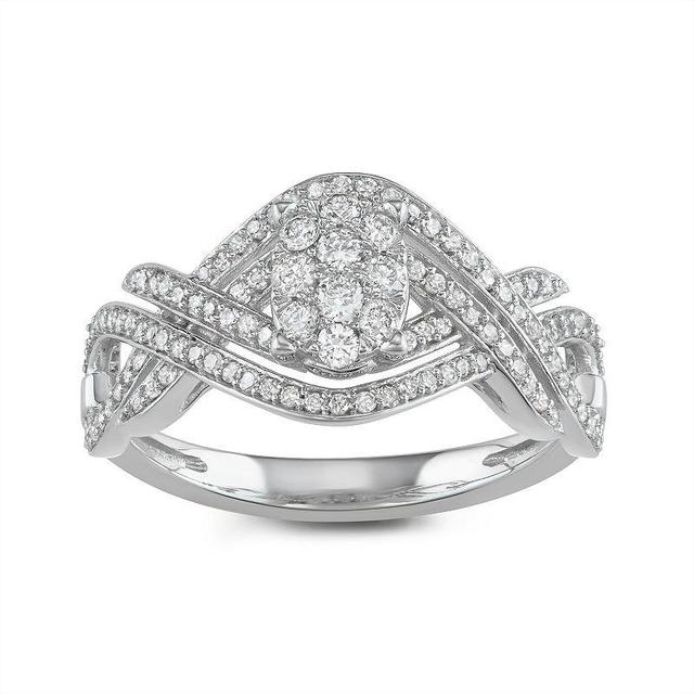 Lovemark 10k White Gold 1/2 Carat T.W. Diamond Twist Ring, Womens 10k Whgold Product Image