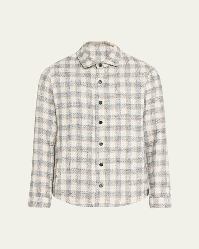 Mens Check Button-Front Overshirt Product Image