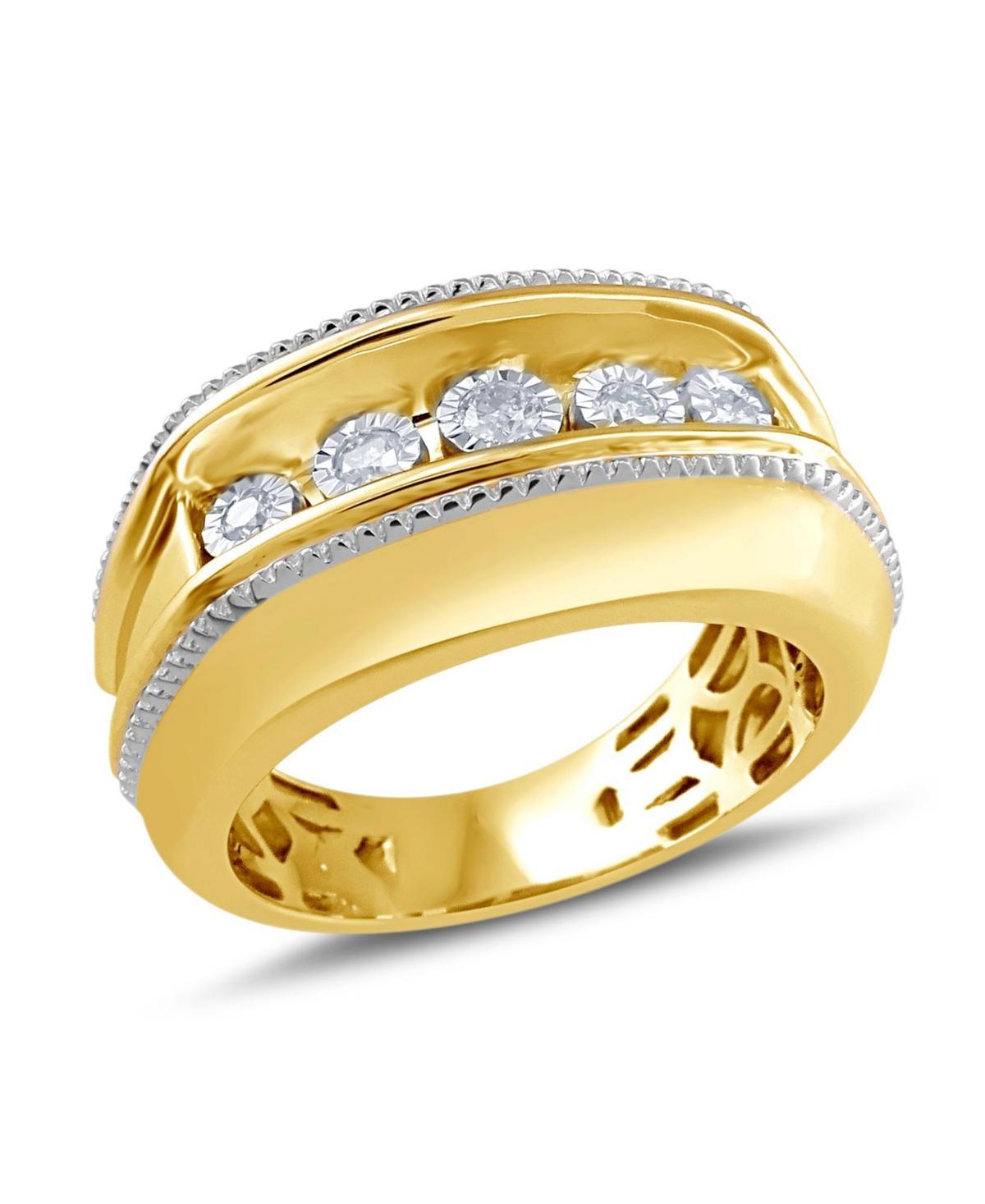 Mens Diamond Two-Tone Ring (1/5 ct. t.w.) in Sterling Silver & 14k Gold-Plate Product Image