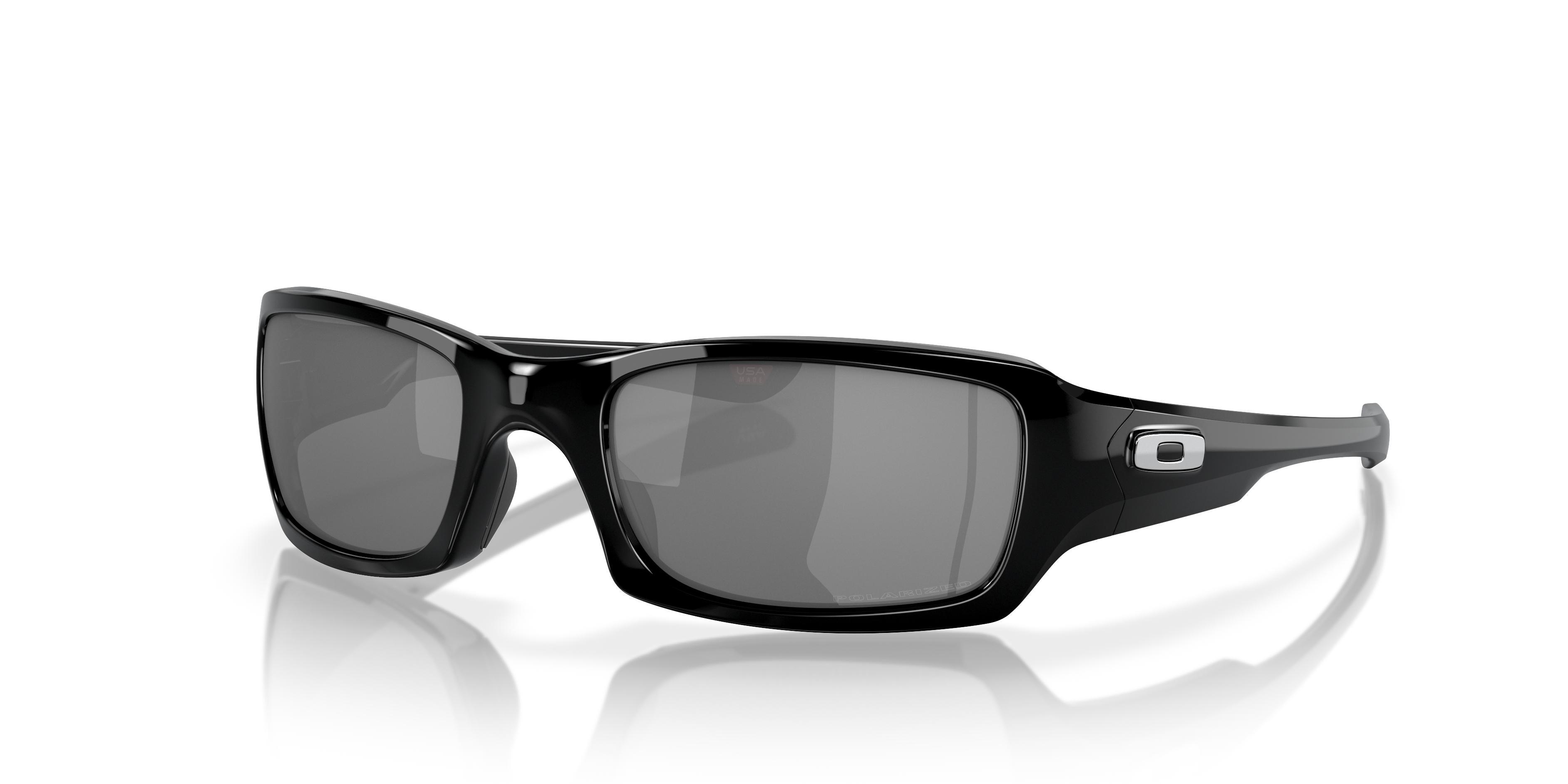 Oakley Mens OO9238 Fives Squared 54mm Polarized Rectangle Sunglasses - Polished Black/Black Iridium Product Image