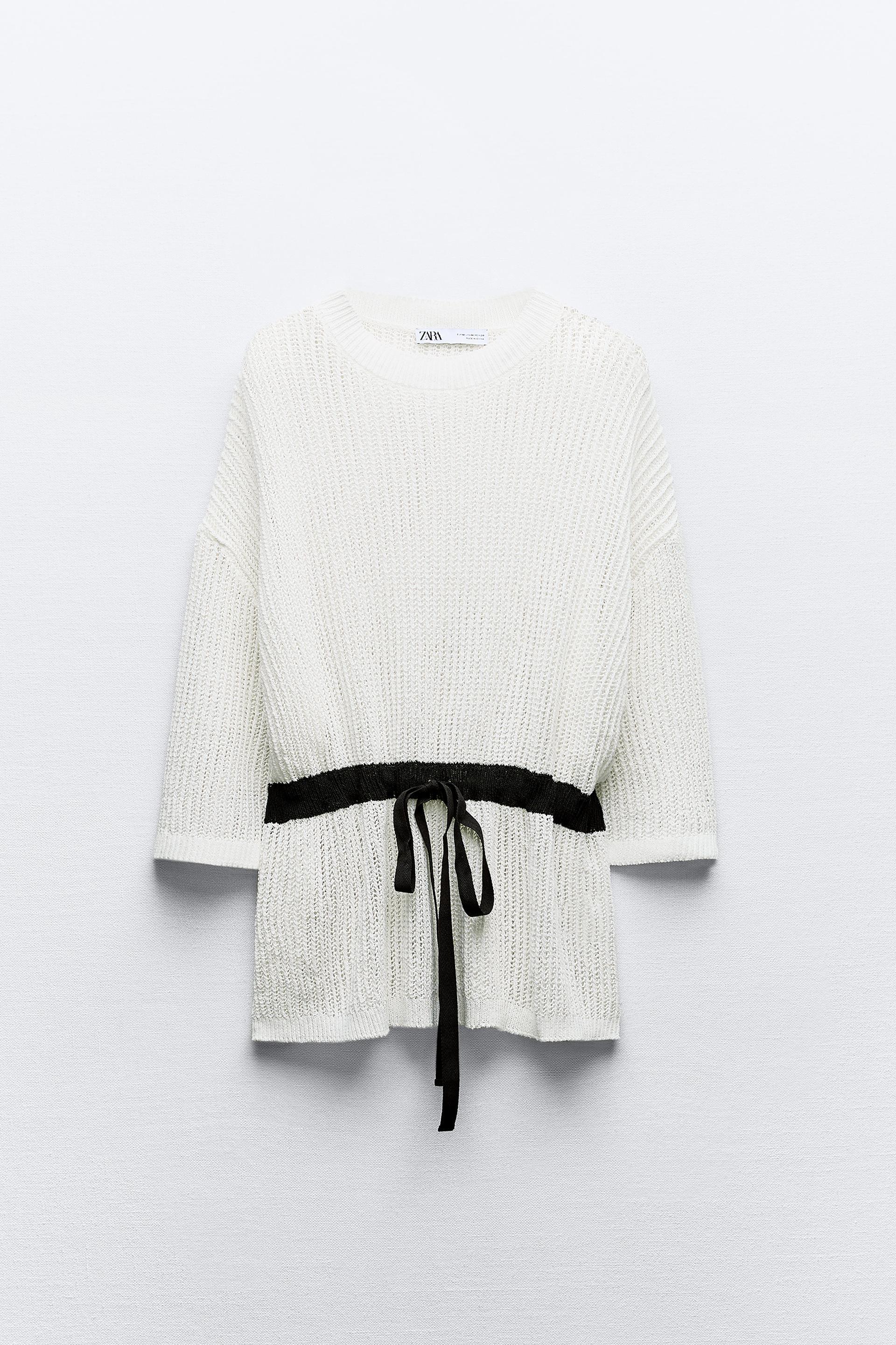 CONTRASTING ROPE KNIT SWEATER Product Image