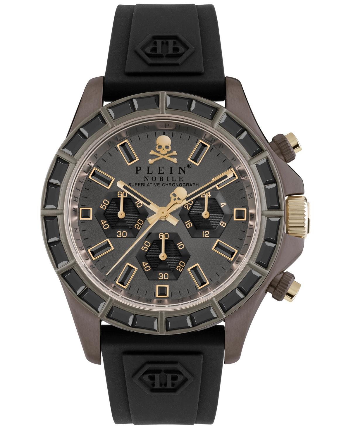 Philipp Plein Mens Chronograph Nobile Racing Black Silicone Strap Watch 43mm - Ip Brown Product Image