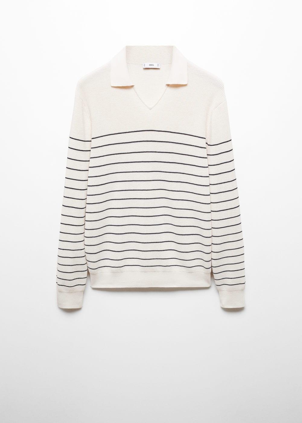 MANGO MAN - Striped knit sweater off whiteMen Product Image