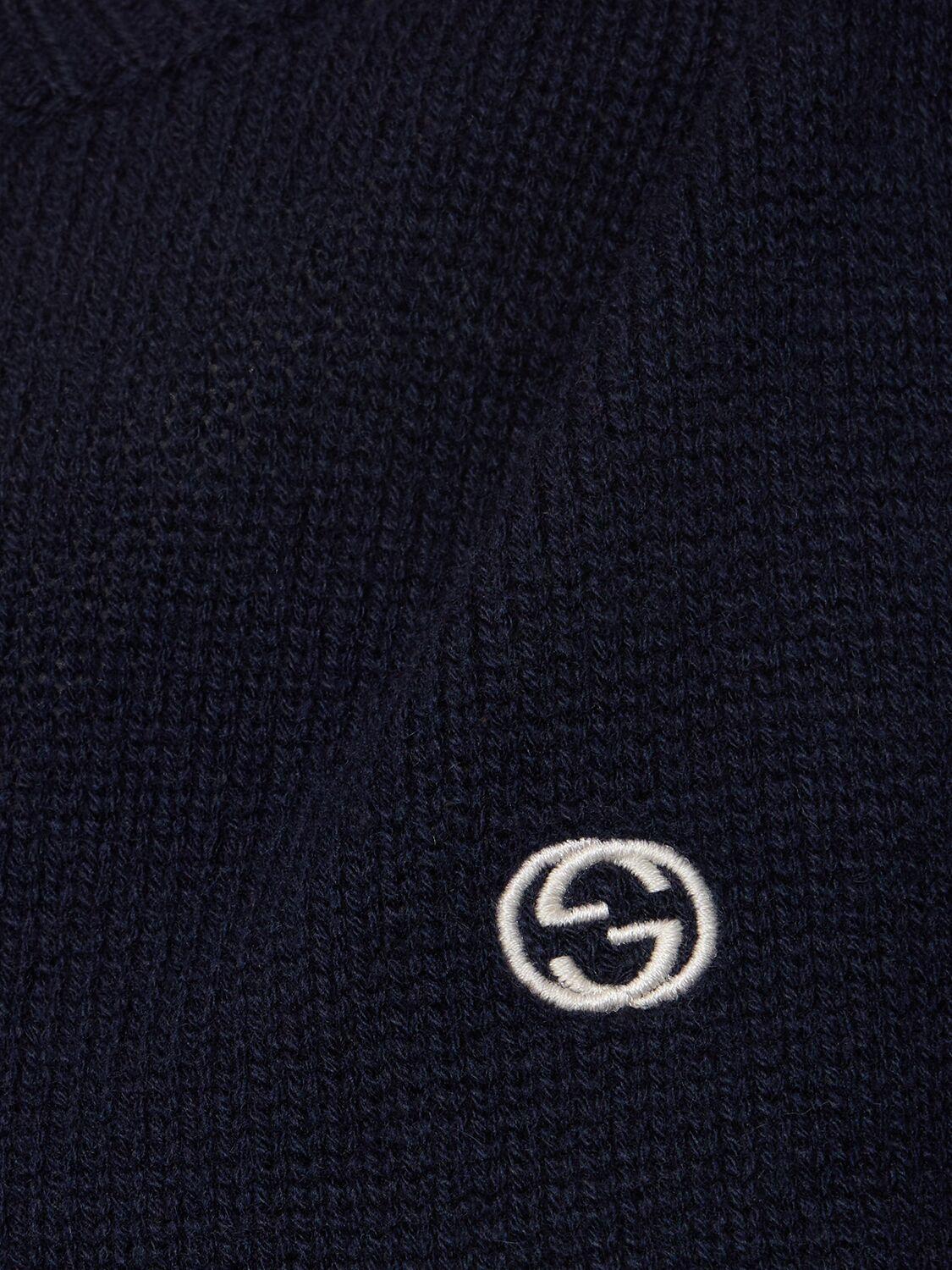 GUCCI Wool Blend Crewneck Jumper In Blue Product Image