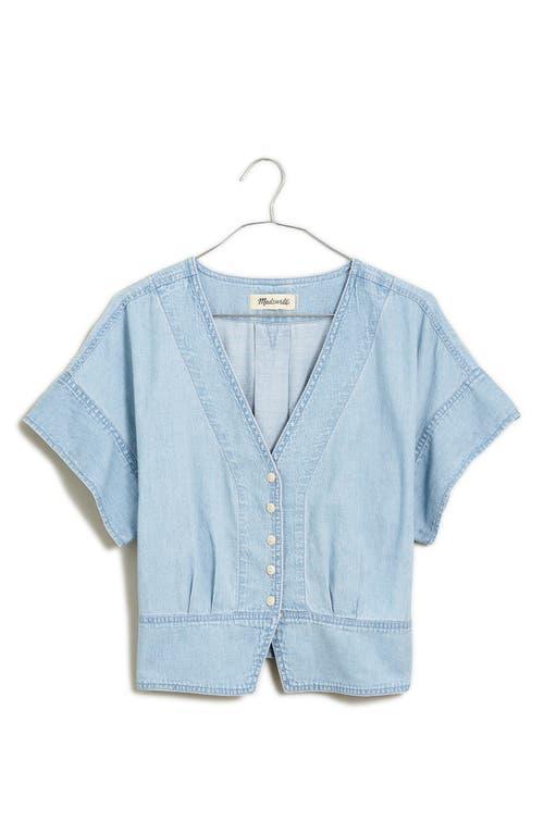 Madewell Denim Pleated Short-Sleeve Top in Doral Wash (Doral Wash) Women's Clothing Product Image