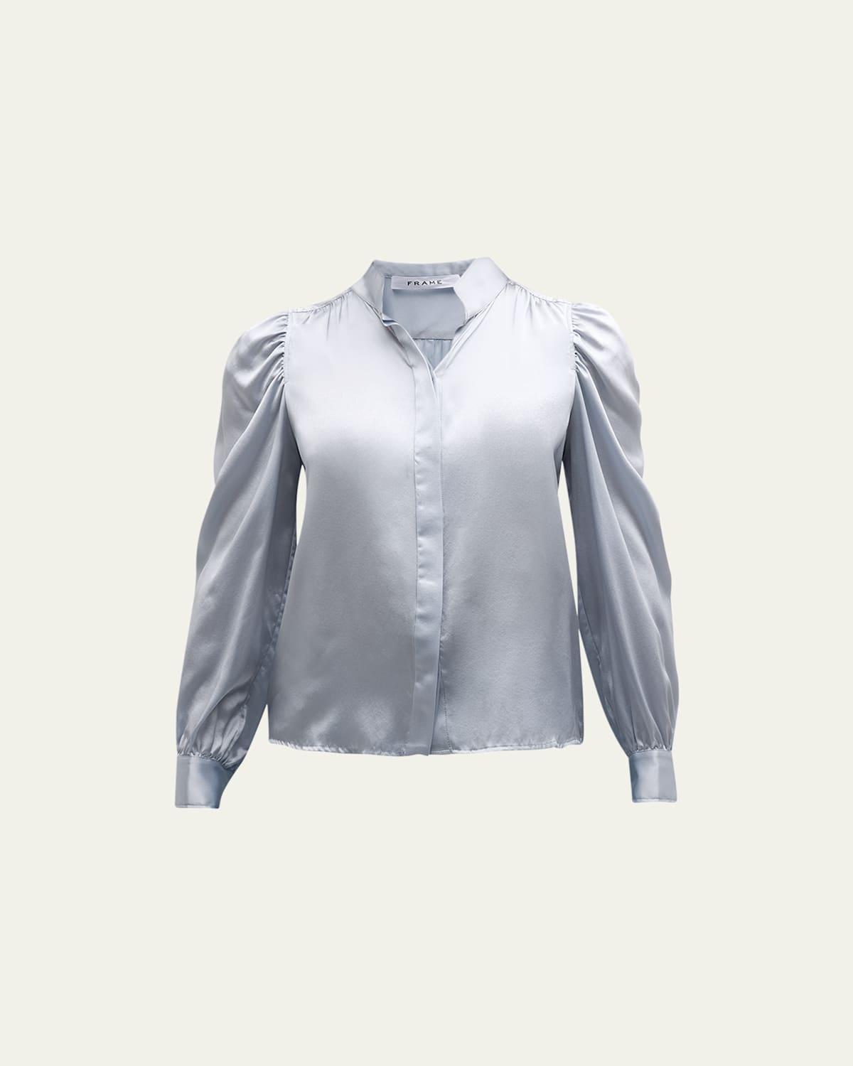 Womens Gillian Silk Puff-Sleeve Blouse Product Image