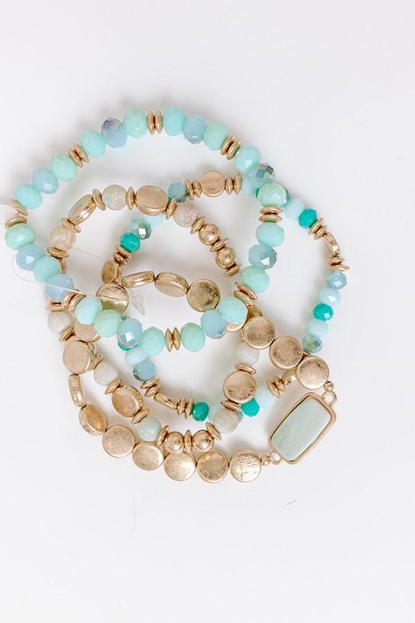 Daily Entertainment Stretch Bracelet Set in Mint Product Image