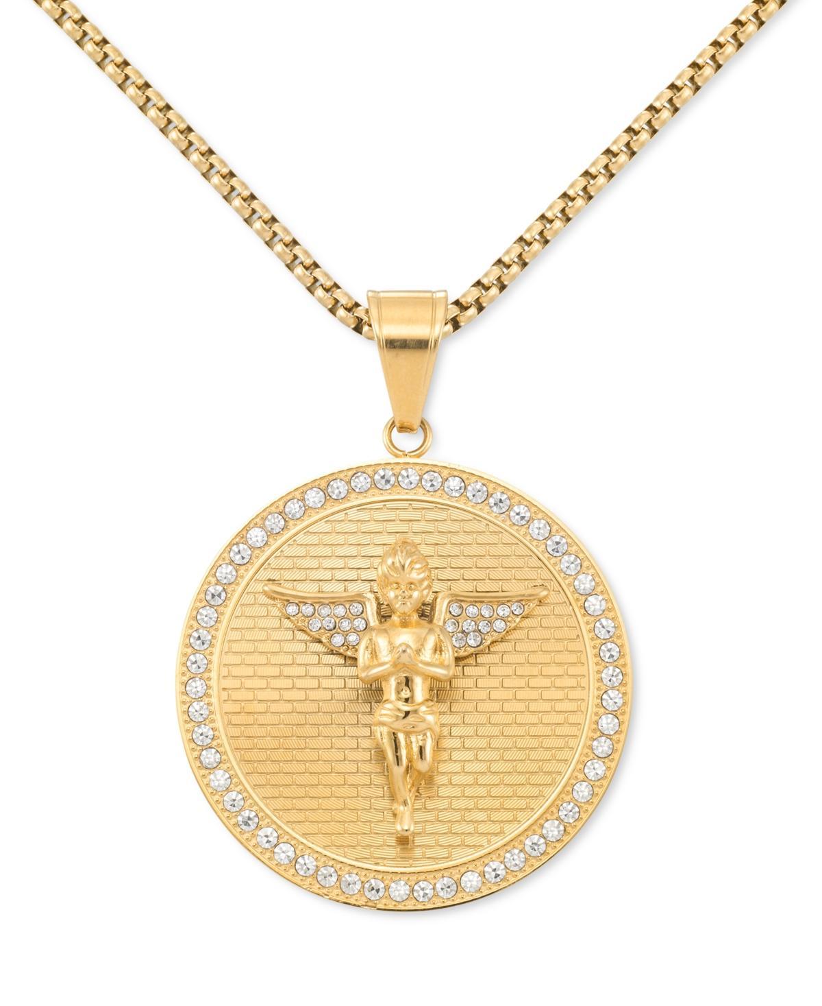 Legacy for Men by Simone I. Smith Crystal Angel Disc 24 Pendant Necklace in Gold-Tone Ion-Plated Stainless Steel Product Image