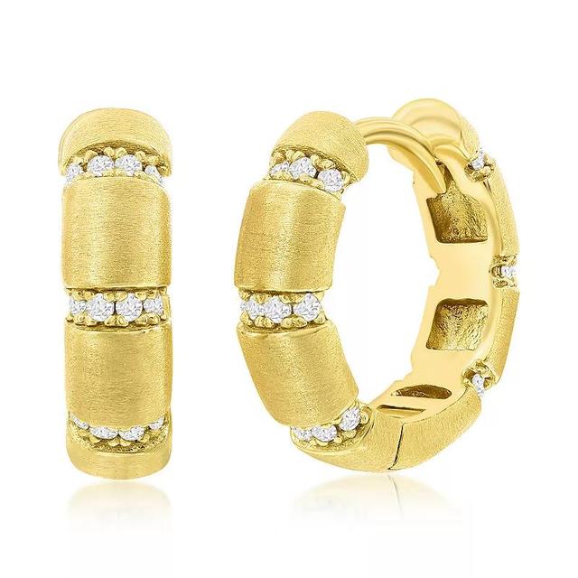 Argento Bella Sterling Silver Cubic Zirconia Lined Matte Hoop Earrings, Womens, Gold Tone Product Image