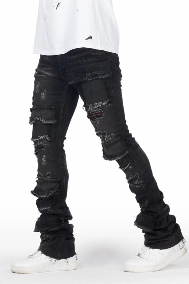 Pooja Black Super Stacked Flare Jean Male Product Image