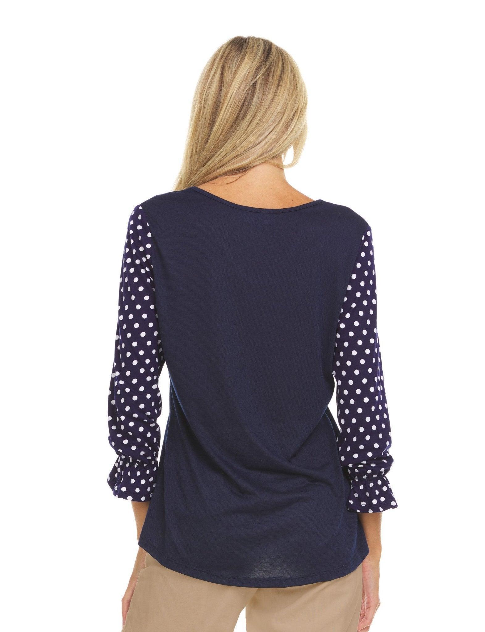 Printed Polka Dot Sleeve V-neck Top Product Image