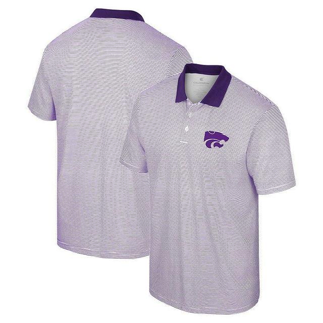 Mens Colosseum White/Crimson Washington State Cougars Print Stripe Polo Product Image