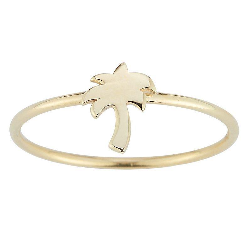 LUMINOR GOLD 14k Gold Palm Tree Stackable Ring, Womens Yellow Product Image