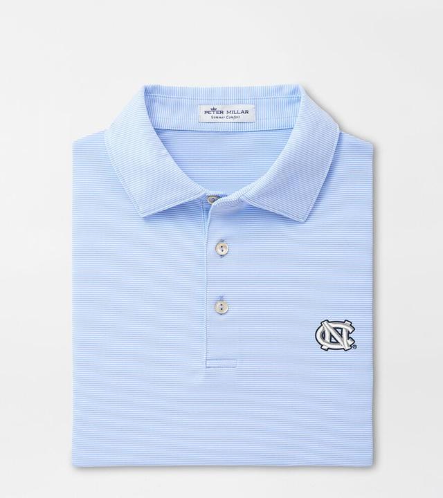 Peter Millar Mens UNC Jubilee Stripe Performance Polo | Color: Cottage Blue | Size: M Product Image