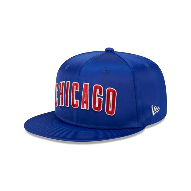 Chicago Cubs Satin Script 9FIFTY Snapback Hat Male Product Image