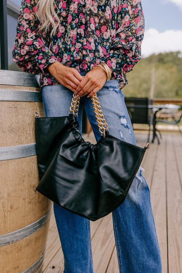 The Preston Faux Leather Tote In Black Product Image