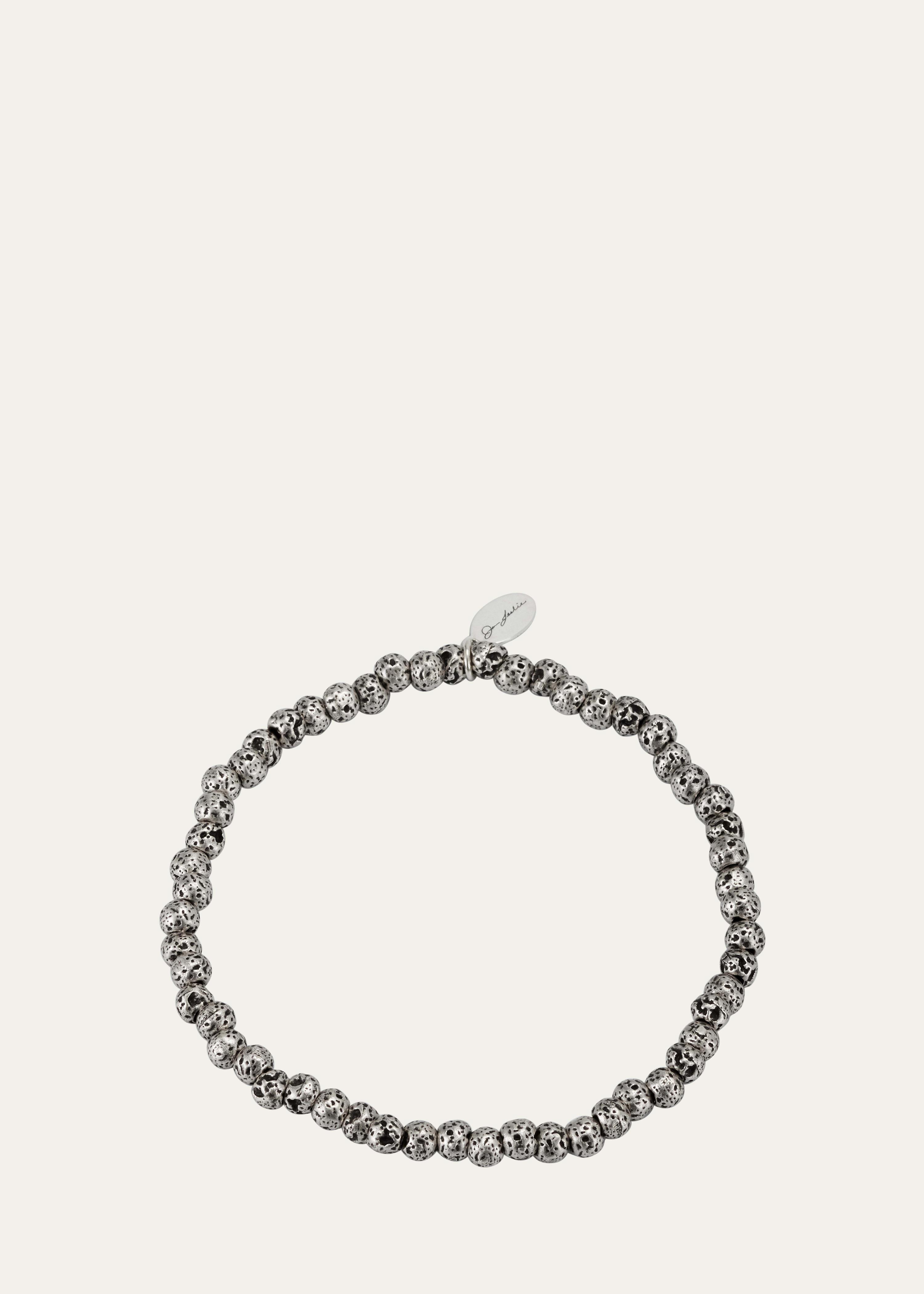 Mens Sterling Silver Lava Beads Bracelet Product Image