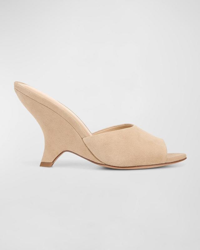 Mila Suede Peep-Toe Wedge Sandals Product Image