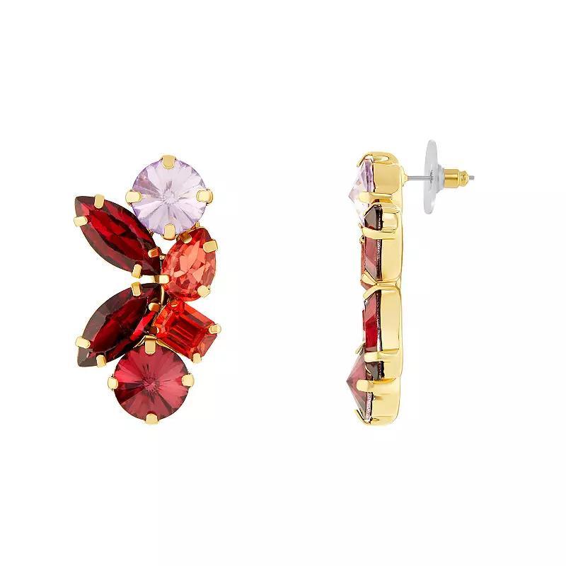 Emberly Gold Tone Multi Shape Simulated Stone Cluster Stud Earrings, Womens Product Image