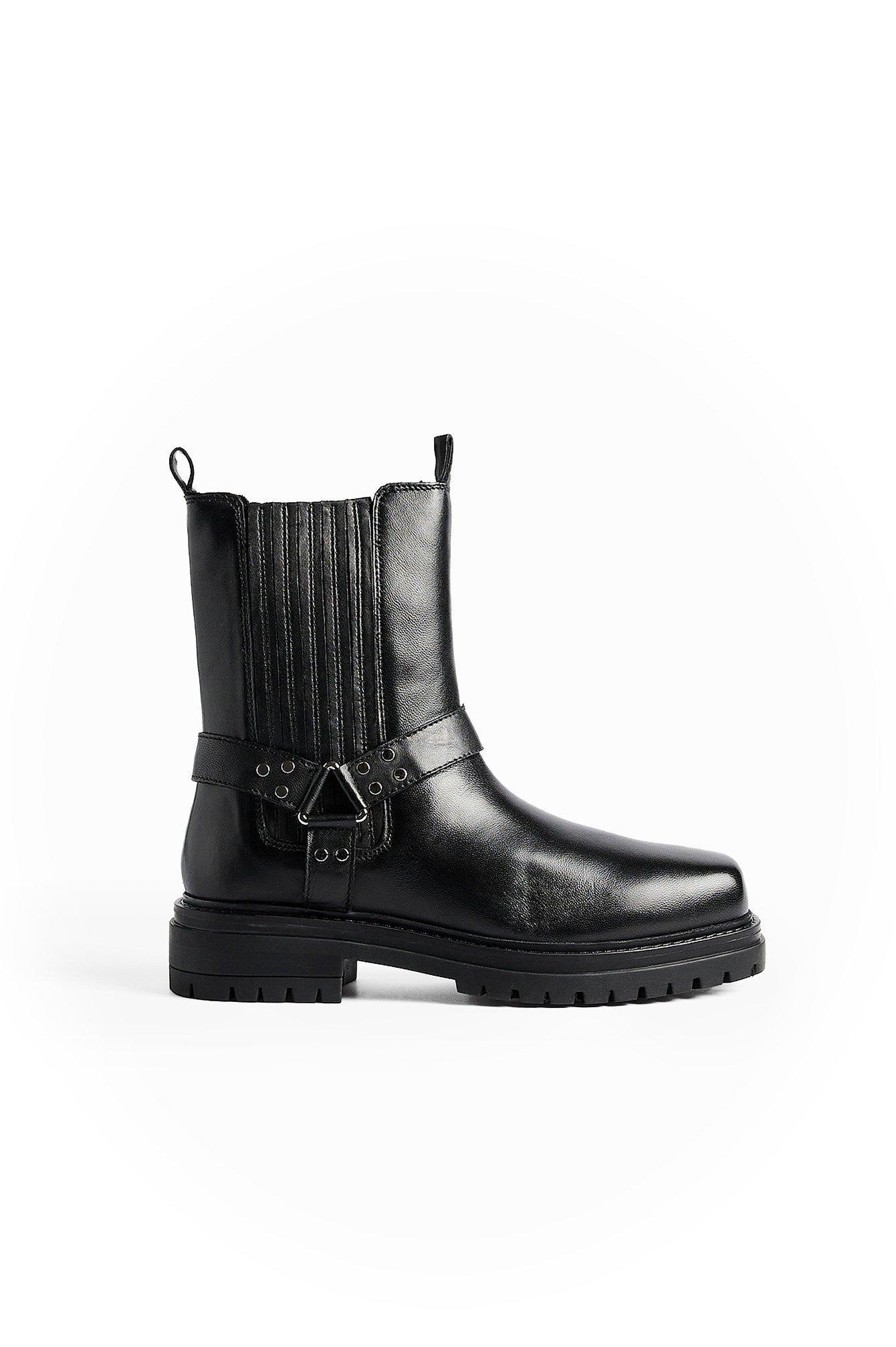 Leather Chunky Biker Boots product image