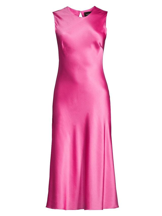 Womens Silk Satin Sleeveless Midi-Dress Product Image