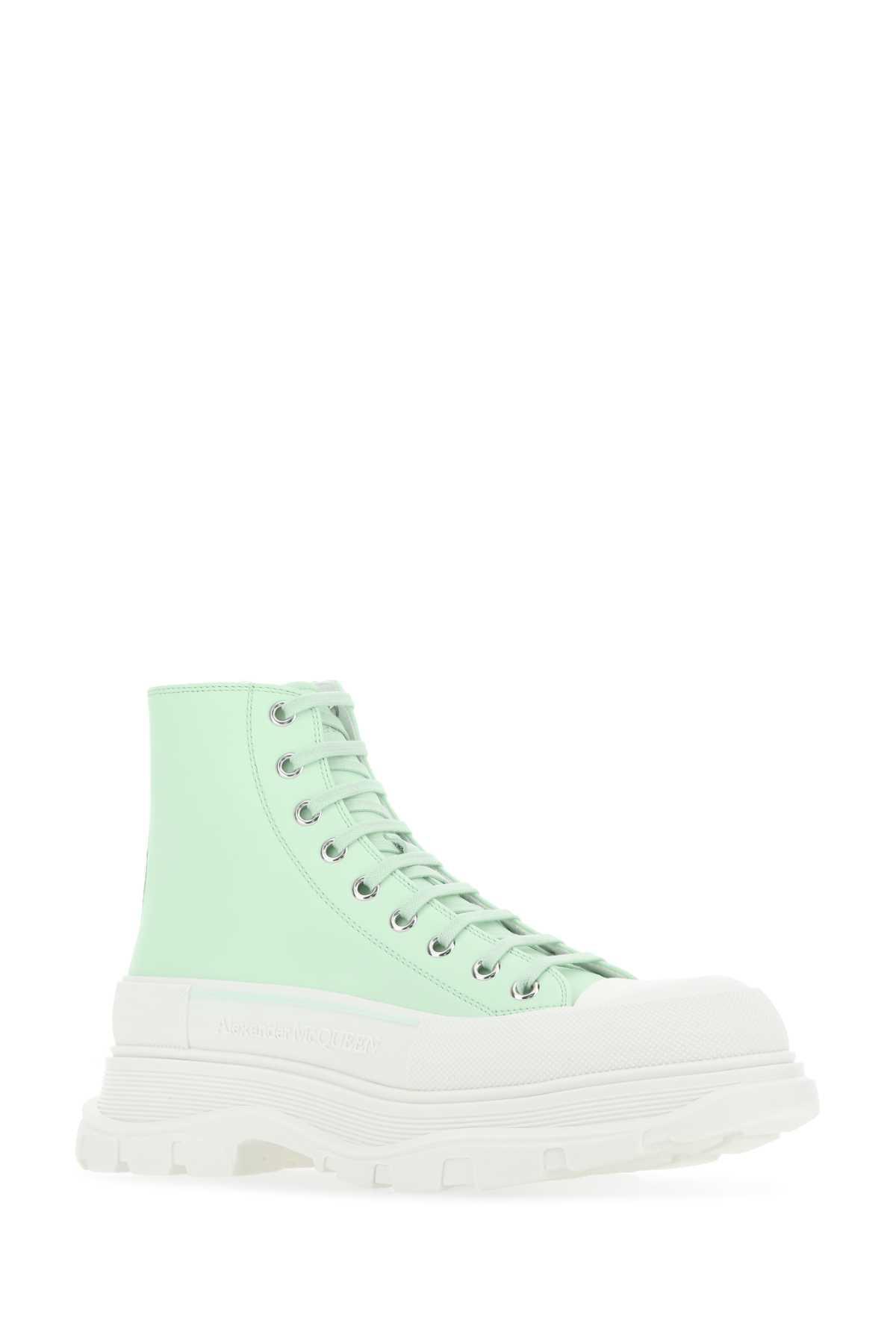 Sea Green Leather Tread Slick Sneakers Product Image