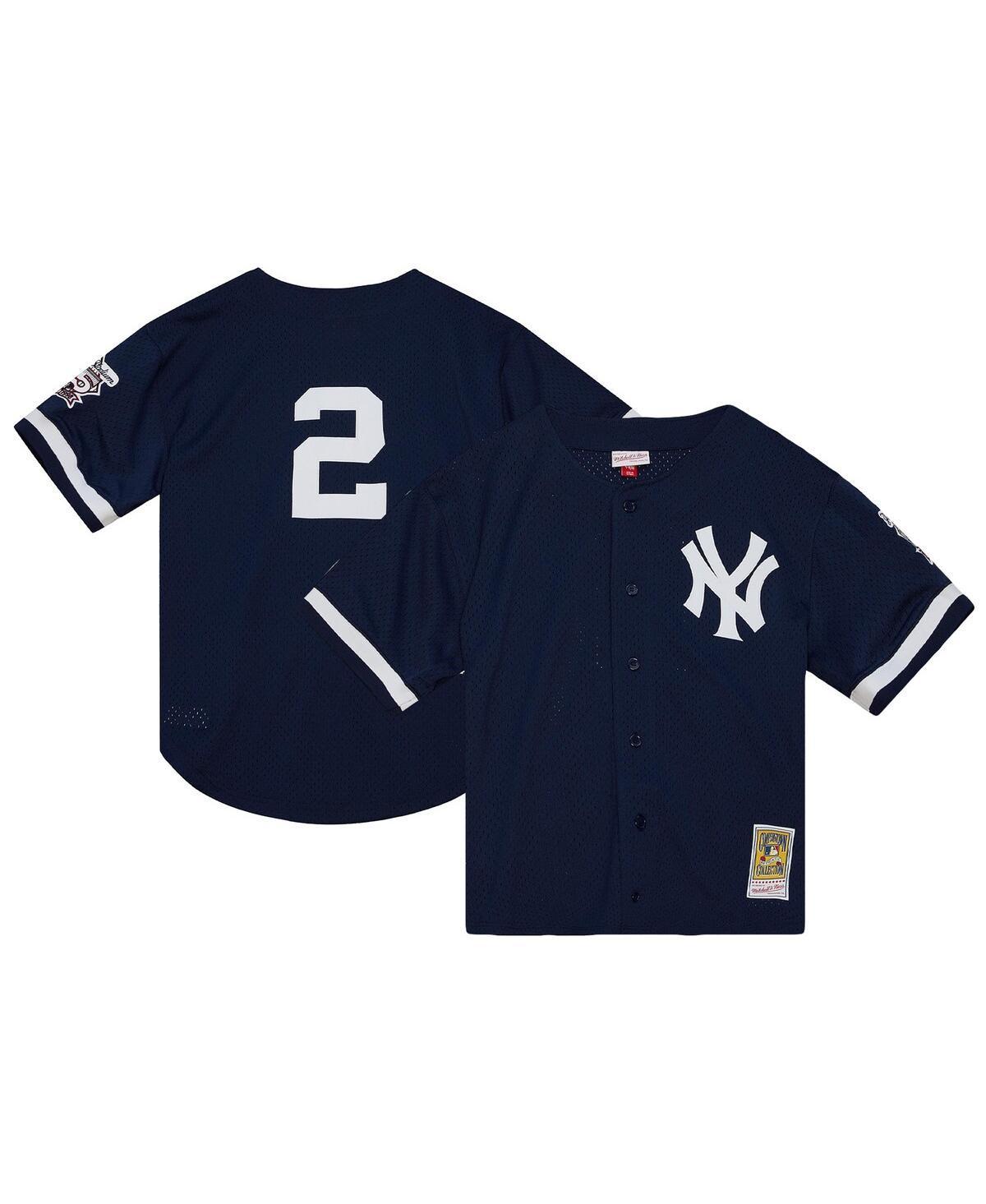 Mens Mitchell & Ness Derek Jeter Navy New York Yankees Cooperstown Collection Mesh Batting Practice Button-Up Jersey - Navy Product Image