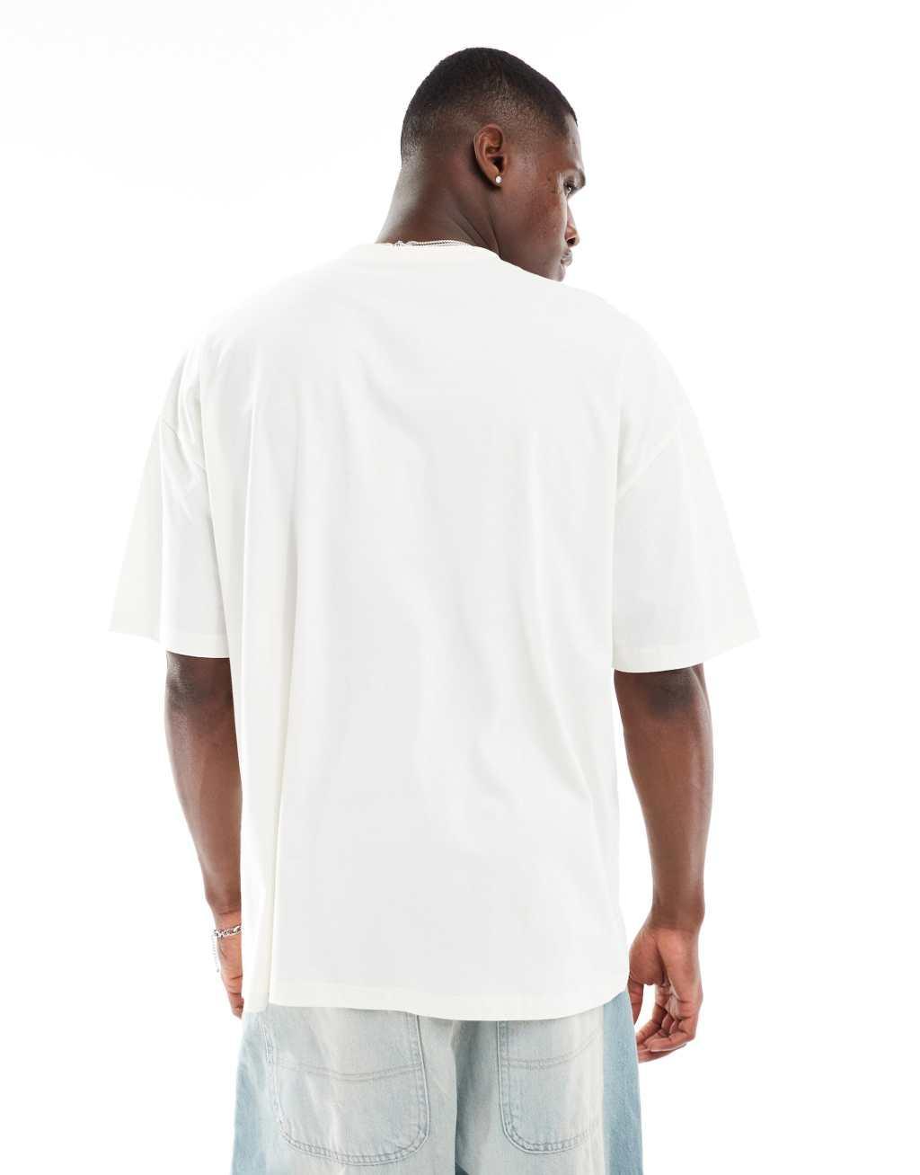 ASOS DESIGN 2 pack oversized T-shirts in khaki and cream Product Image