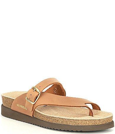 Mephisto Helen Buckle Detail Leather Casual Slide Sandals Product Image