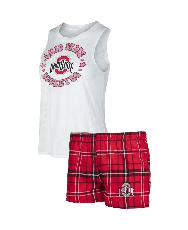 Womens Concepts Sport Scarlet/White Ohio State Buckeyes Ultimate Flannel Tank Top & Shorts Sleep Set Product Image