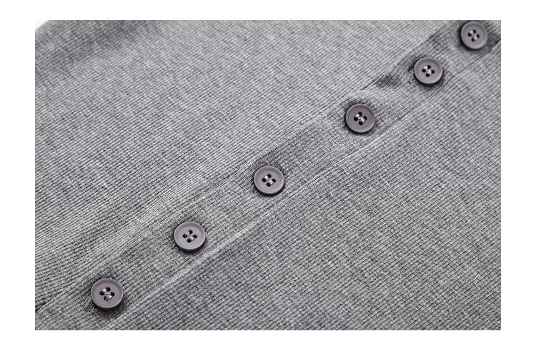 Long-Sleeve Henley Plain T-Shirt Product Image