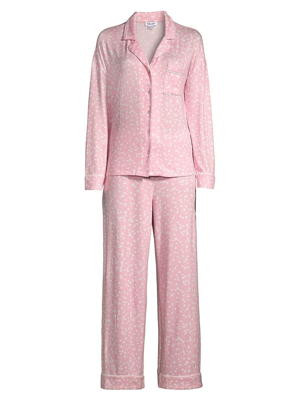 Womens Mini Heart Two-Piece Pajama Set Product Image