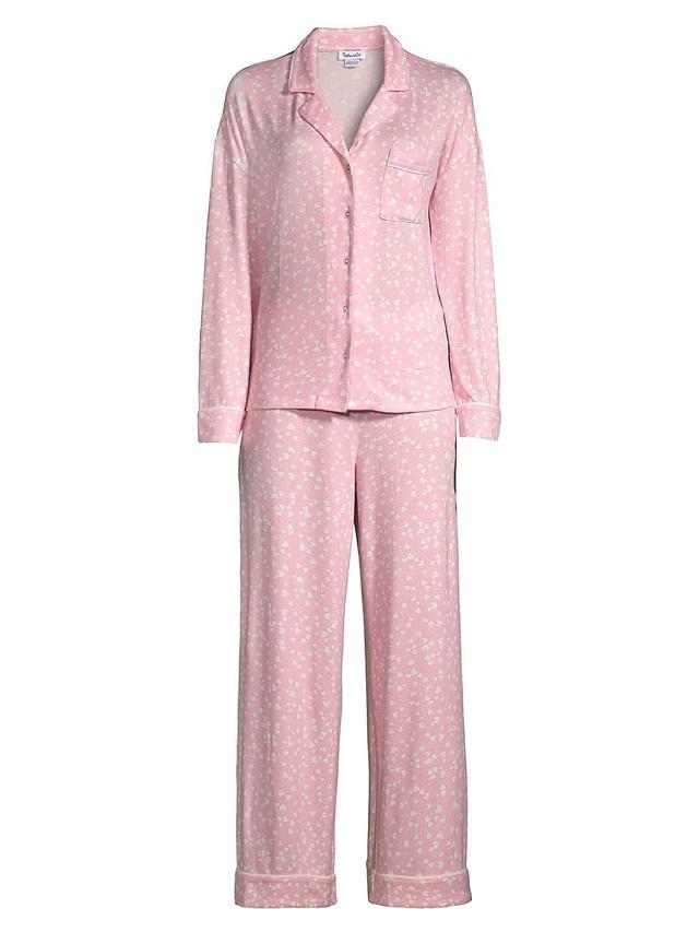 Womens Mini Heart Two-Piece Pajama Set Product Image