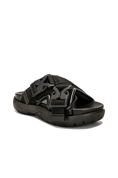 BOTTEGA VENETA Nylon Slide Sandals In Black Product Image