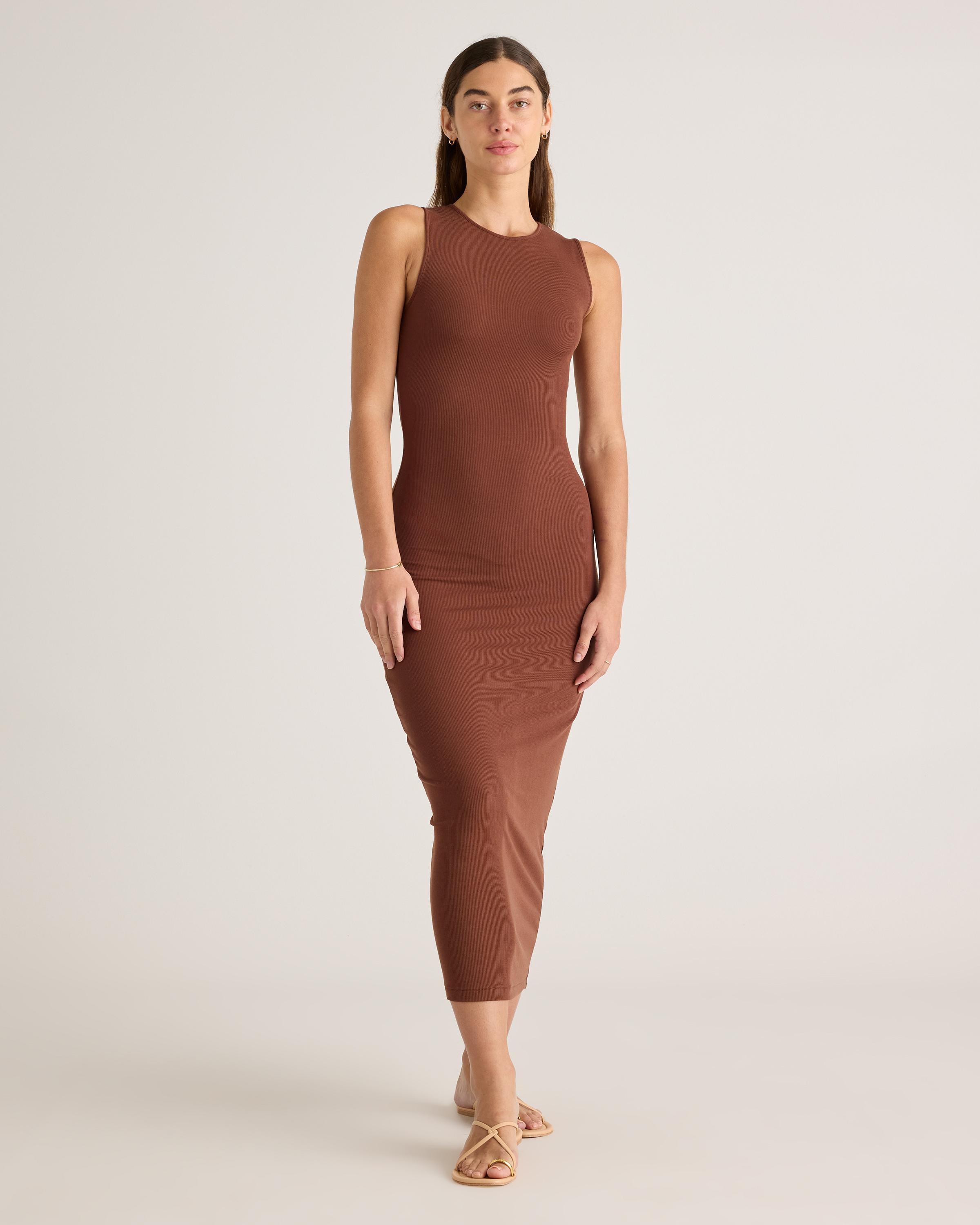 Tencel Rib Knit Tank Midi Dress Product Image