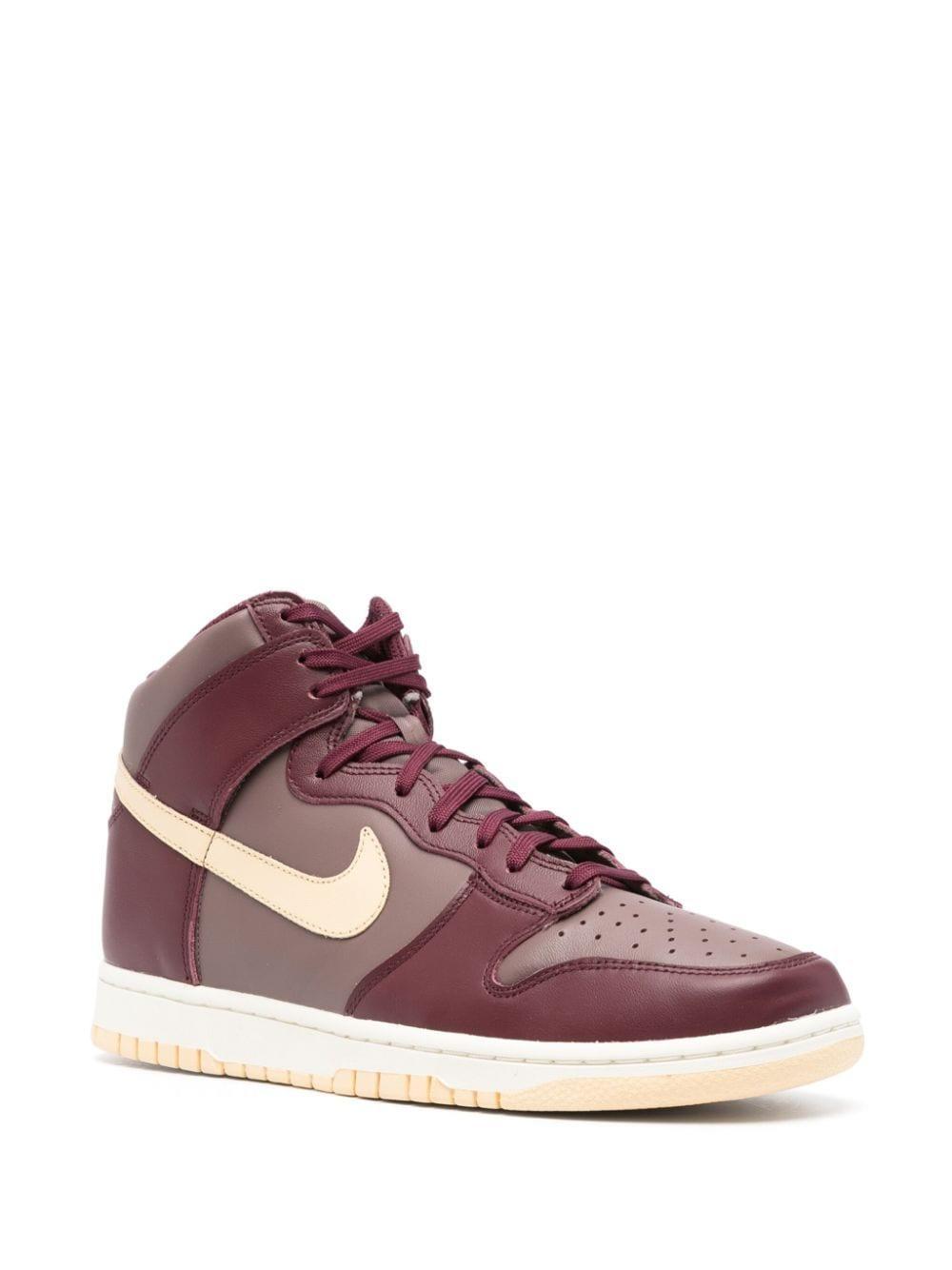 Dunk High Leather Sneakers In Red Product Image