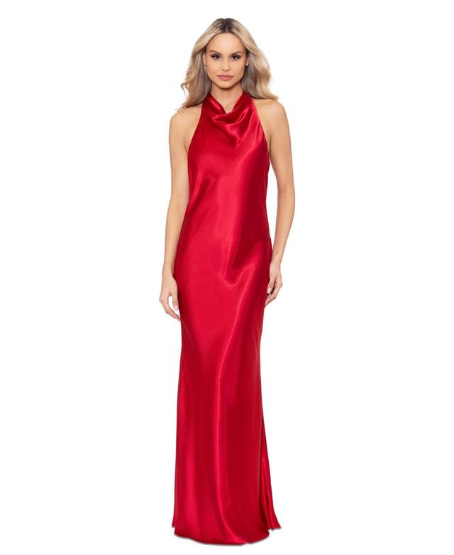 Women's Halter-Neck Sleeveless Satin Gown  Product Image