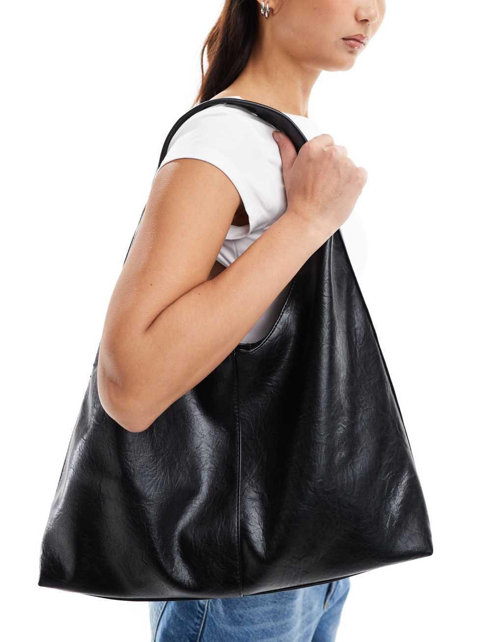 ASOS DESIGN large scoop tote bag in black Product Image