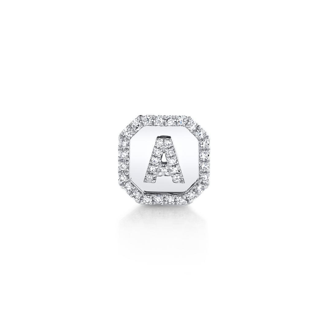 MINI ME DIAMOND PAVE INITIAL SINGLE NAMEPLATE STUD Product Image