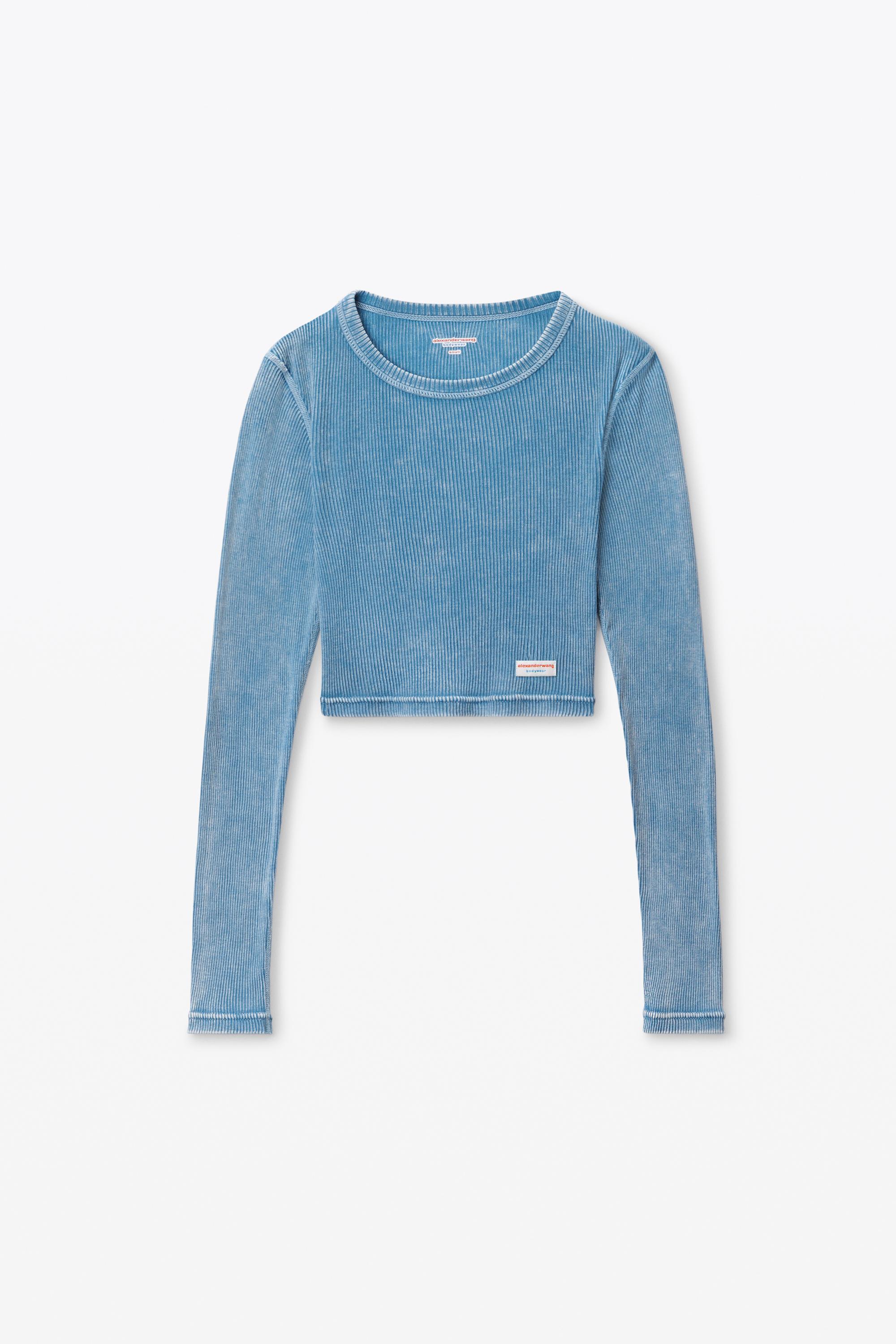 Cropped Long-sleeve Tee In Ribbed Cotton Product Image