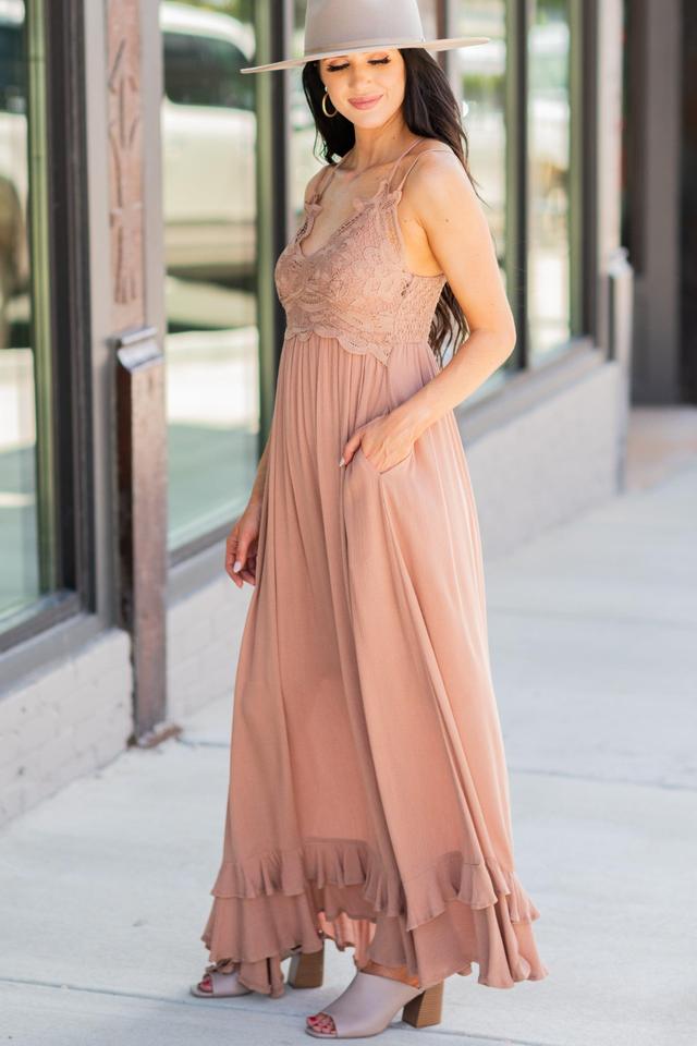 Lock Eyes Clay Orange Crochet Maxi Dress Female Product Image