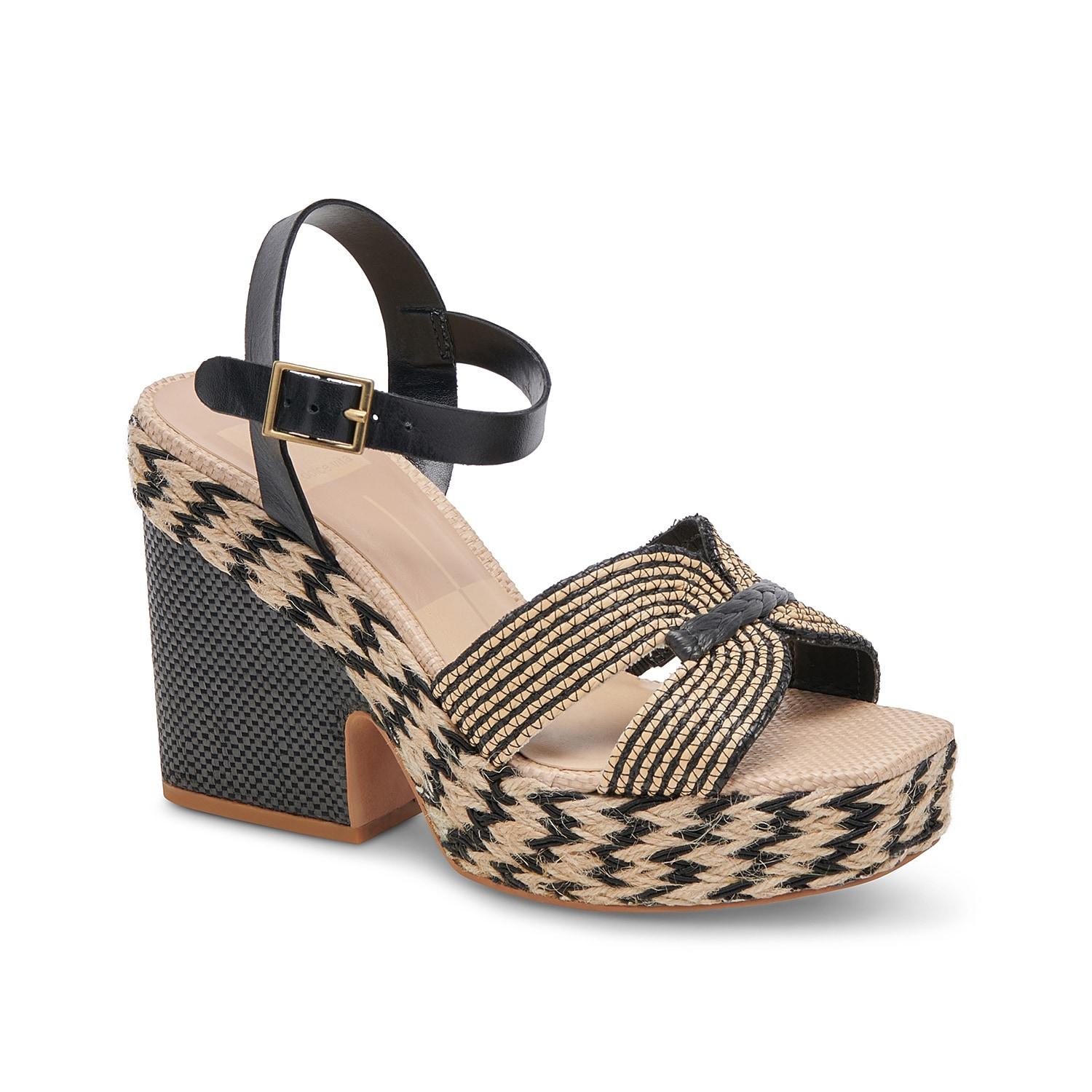 Dolce Vita Cale Raffia Ankle Strap Platform Sandals Product Image