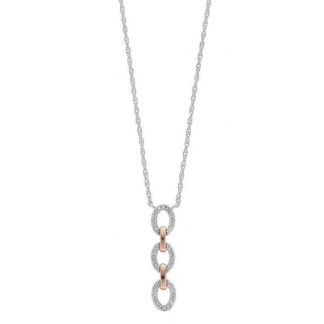 14k Rose Gold Over Silver Two Tone 1/8 Carat T.W. Diamond Link Pendant, Womens Product Image