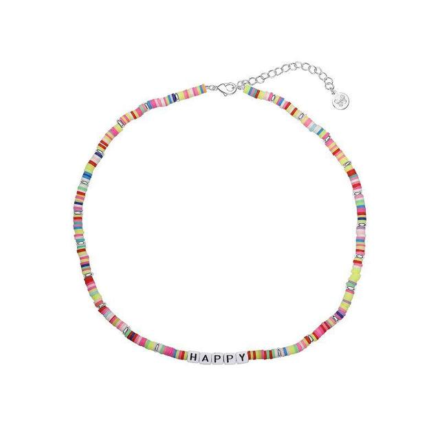 Silver Plated Happy Multicolor Disc Bead Necklace, Womens Product Image