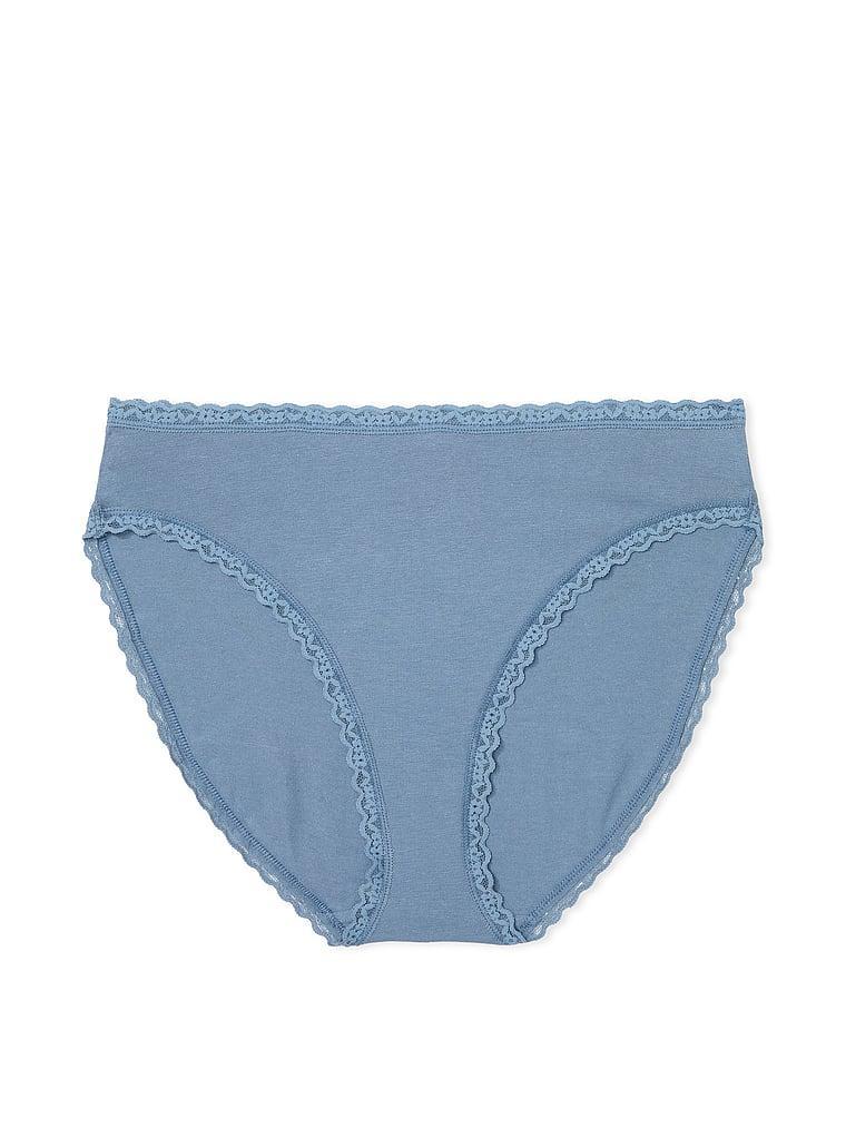 Lace-Trim Cotton High-Leg Brief Panty Product Image