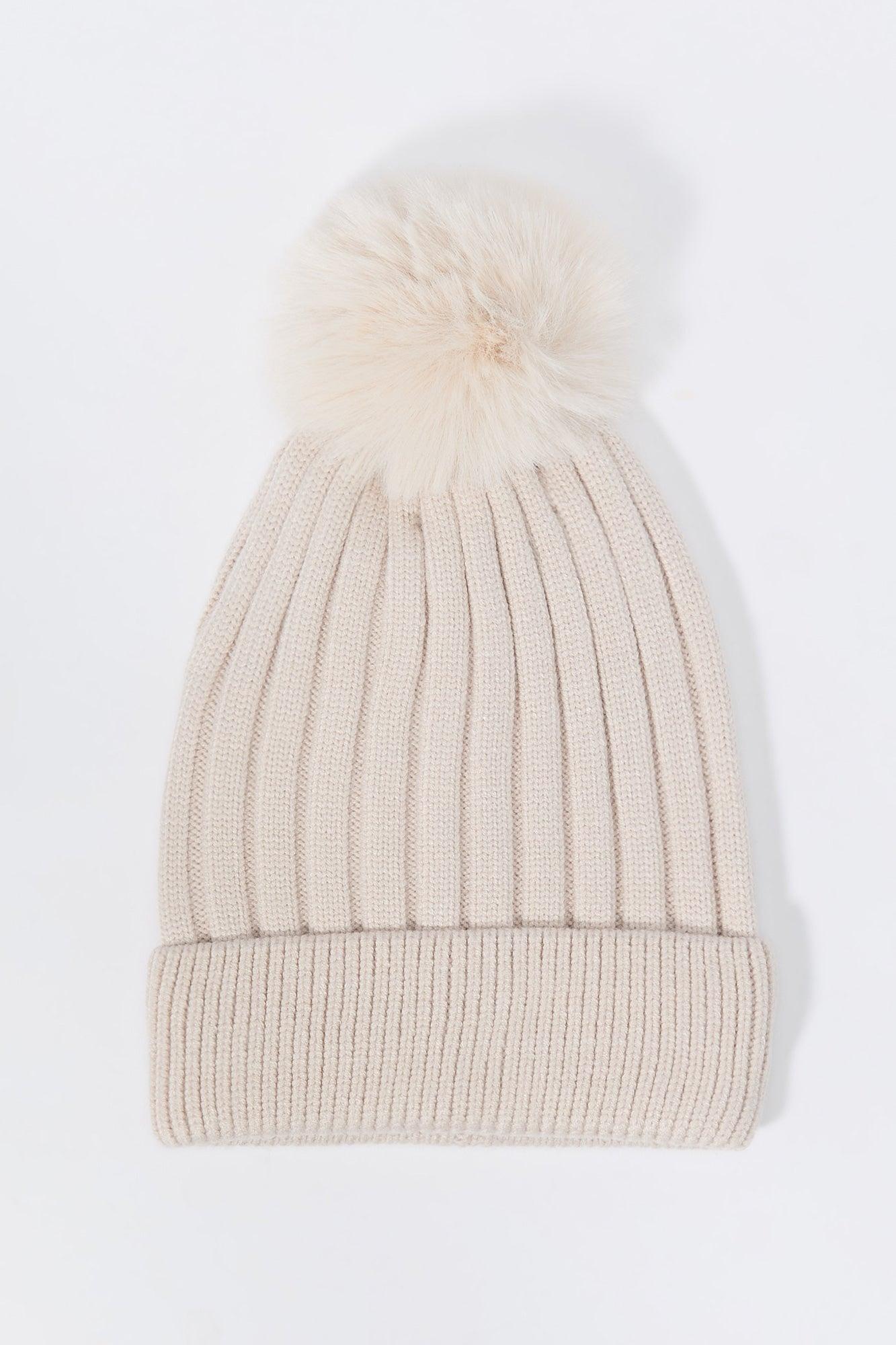 Ribbed Knit Beanie with Pom Pom Female product image