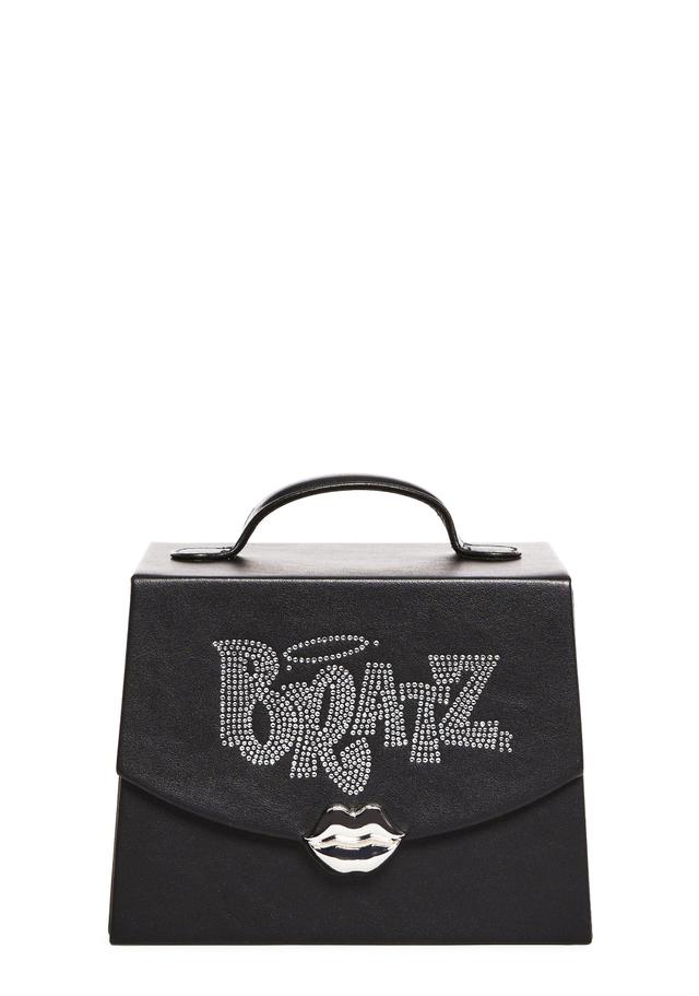 Dolls Kill x Bratz Vegan Leather Logo Rhinestone Satin Lining Jewelry Box - Black Product Image