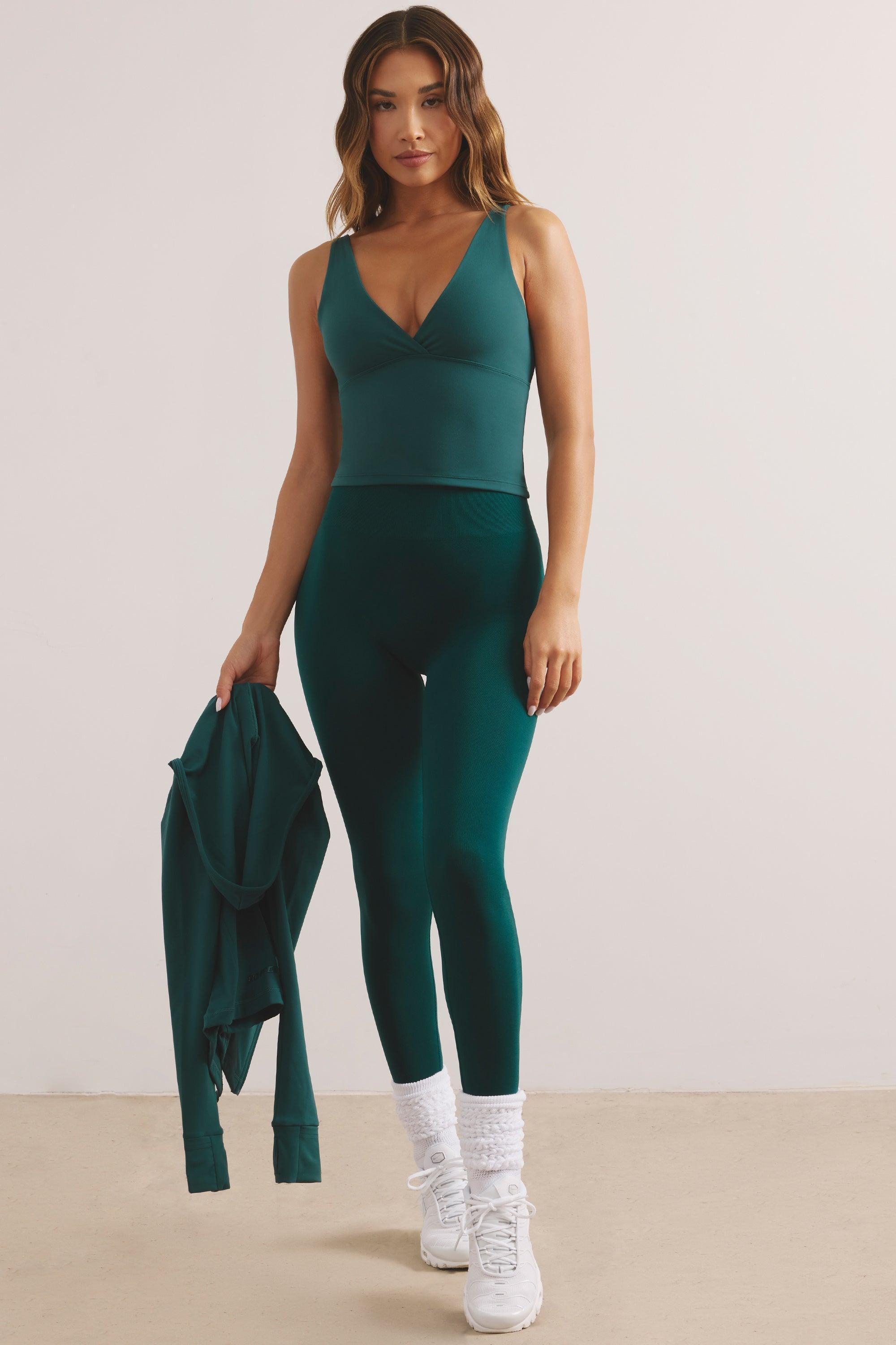 Soft Active V-Neck Tank Top in Jade Green Product Image