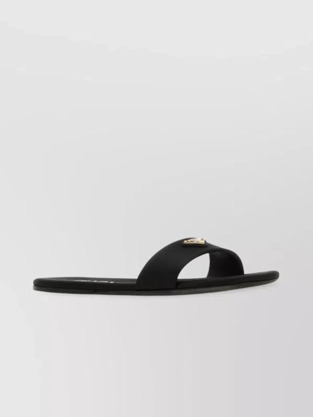 Satin Slides With Flat Sole And Open Toe Product Image