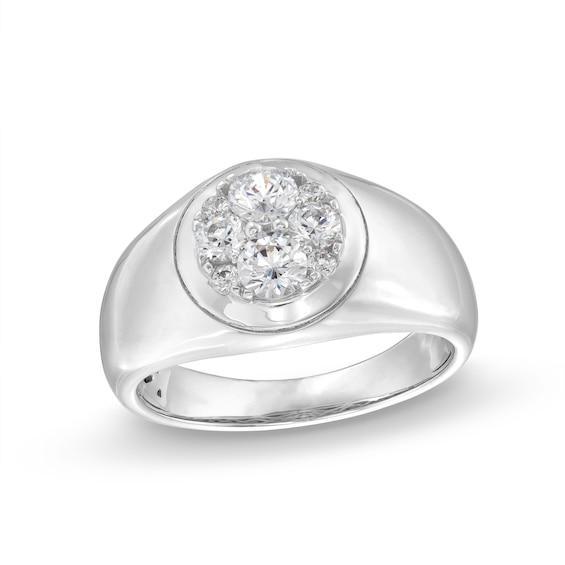 Men's 1 CT. T.w. Multi-Diamond Dome Ring in 14K White Gold Product Image